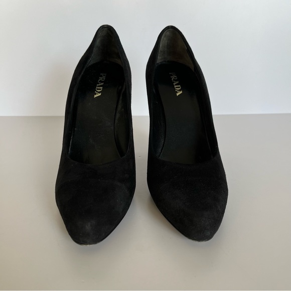 Prada Black Suede Close Toed High Heels - Picture 11 of 12